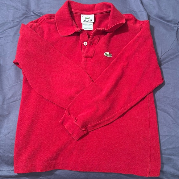 Lacoste Kids Red Long Sleeve Polo Size 10 - Picture 1 of 4
